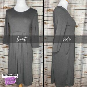 Zenana Pintuck detail 3/4 Sleeve Flat Pocket High-Waisted Dress